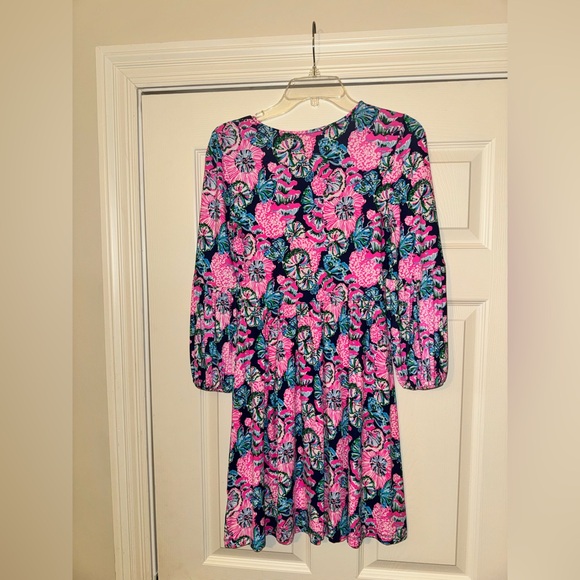 Lilly Pulitzer Auralia Dress, Oyster Bay Navy Shroom With A View print, XS. EUC - Picture 5 of 16